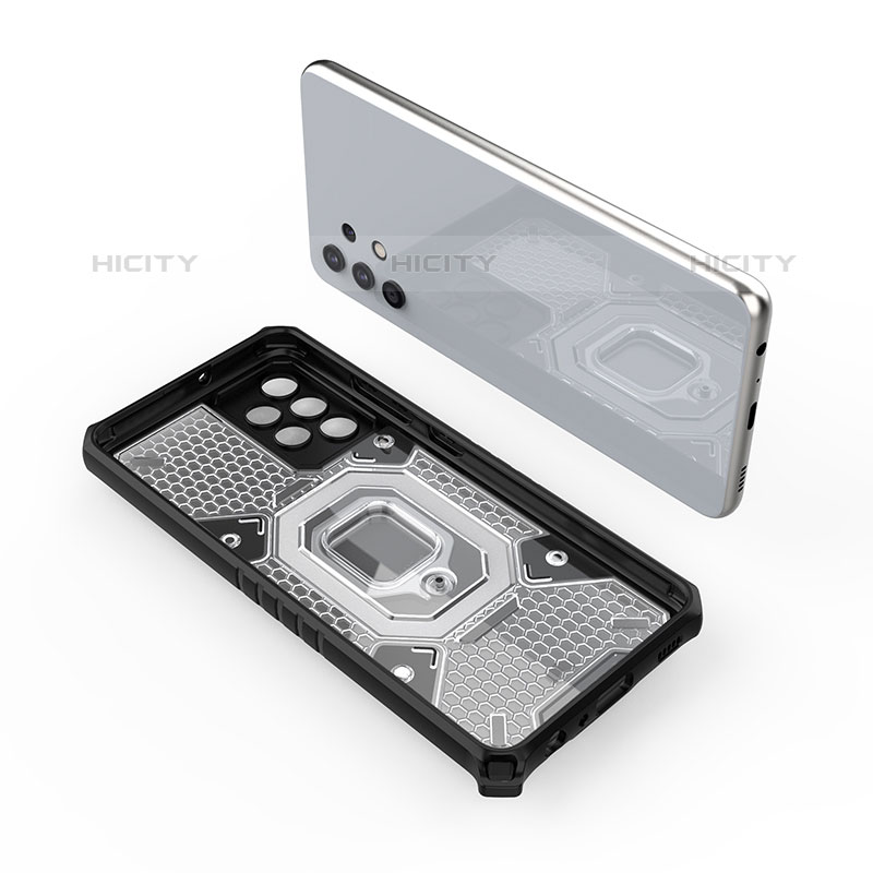Custodia Silicone e Plastica Opaca Cover con Magnetico Anello Supporto S04 per Samsung Galaxy M32 5G
