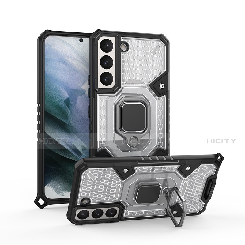 Custodia Silicone e Plastica Opaca Cover con Magnetico Anello Supporto S04 per Samsung Galaxy S21 5G