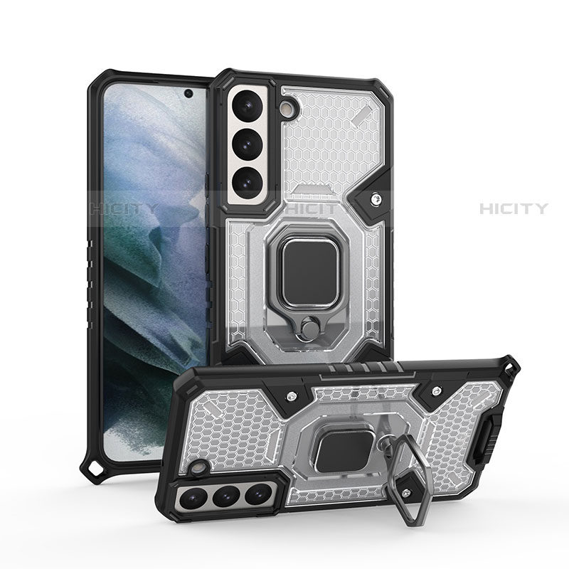 Custodia Silicone e Plastica Opaca Cover con Magnetico Anello Supporto S04 per Samsung Galaxy S22 5G