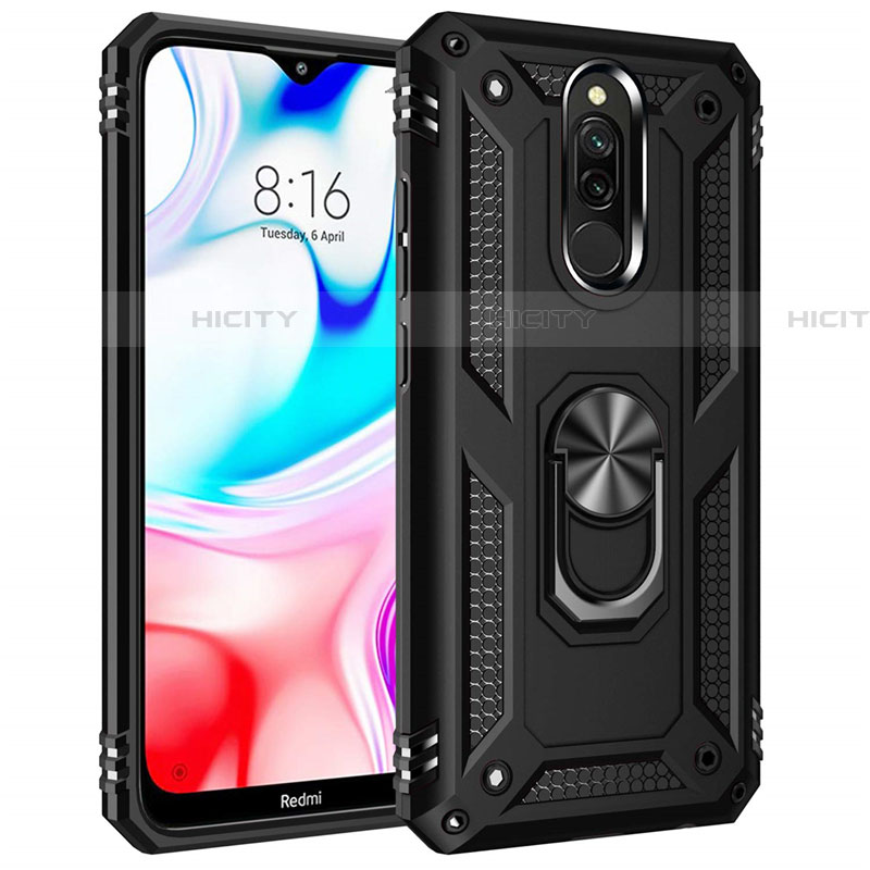 Custodia Silicone e Plastica Opaca Cover con Magnetico Anello Supporto S04 per Xiaomi Redmi 8