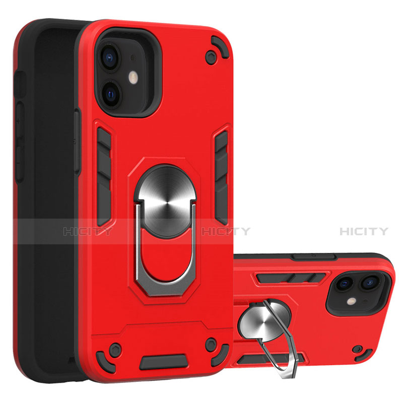 Custodia Silicone e Plastica Opaca Cover con Magnetico Anello Supporto S05 per Apple iPhone 12