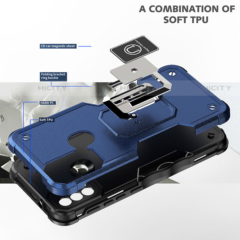 Custodia Silicone e Plastica Opaca Cover con Magnetico Anello Supporto S05 per Motorola Moto E20