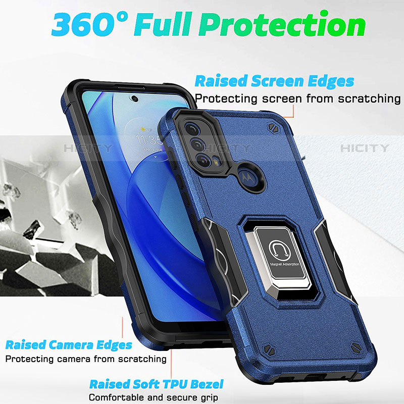 Custodia Silicone e Plastica Opaca Cover con Magnetico Anello Supporto S05 per Motorola Moto E40