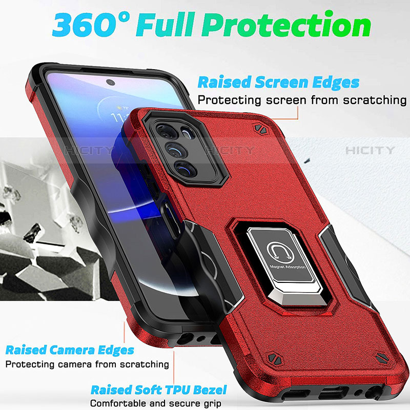 Custodia Silicone e Plastica Opaca Cover con Magnetico Anello Supporto S05 per Motorola Moto G 5G (2022)