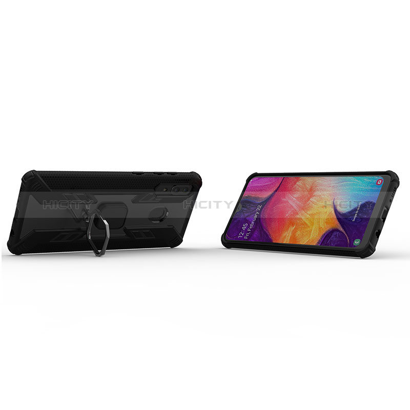 Custodia Silicone e Plastica Opaca Cover con Magnetico Anello Supporto S05 per Samsung Galaxy A20