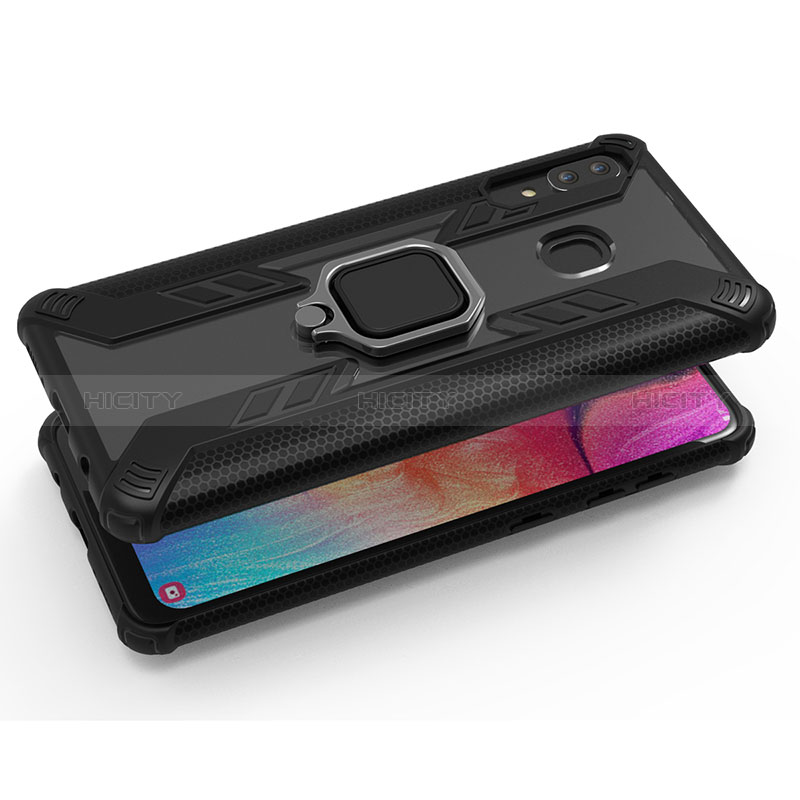 Custodia Silicone e Plastica Opaca Cover con Magnetico Anello Supporto S05 per Samsung Galaxy A30