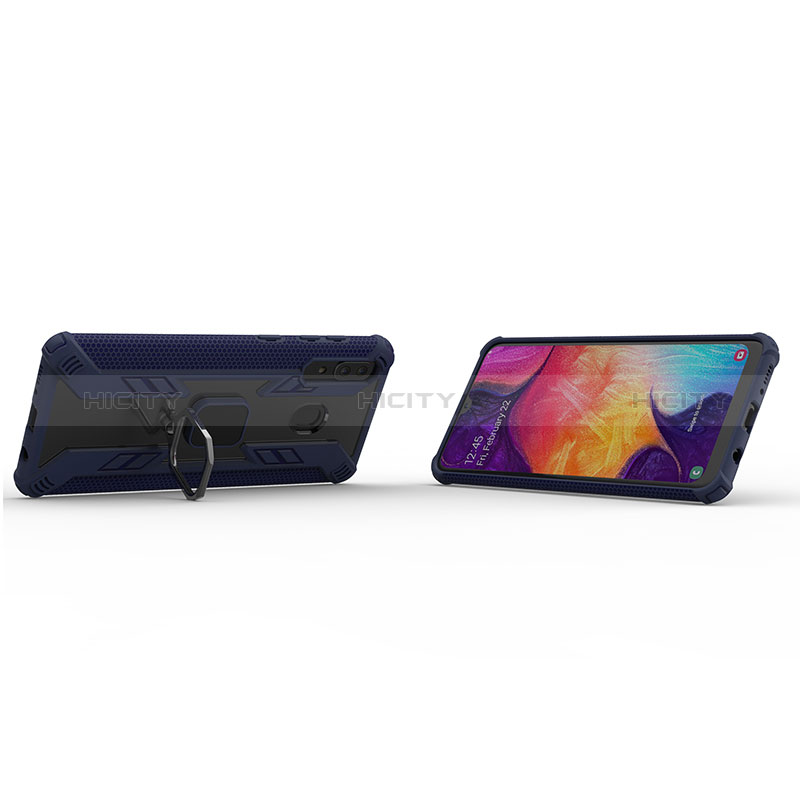 Custodia Silicone e Plastica Opaca Cover con Magnetico Anello Supporto S05 per Samsung Galaxy A30