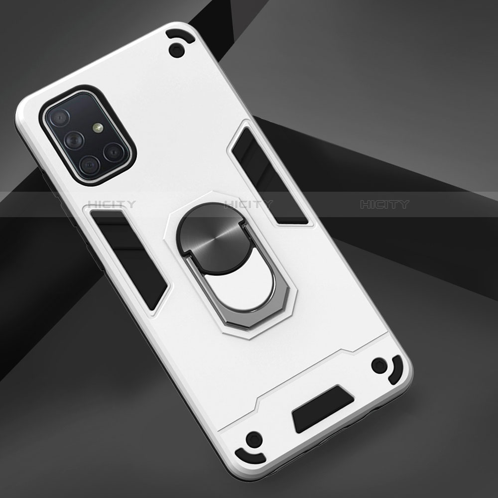 Custodia Silicone e Plastica Opaca Cover con Magnetico Anello Supporto S05 per Samsung Galaxy A71 5G