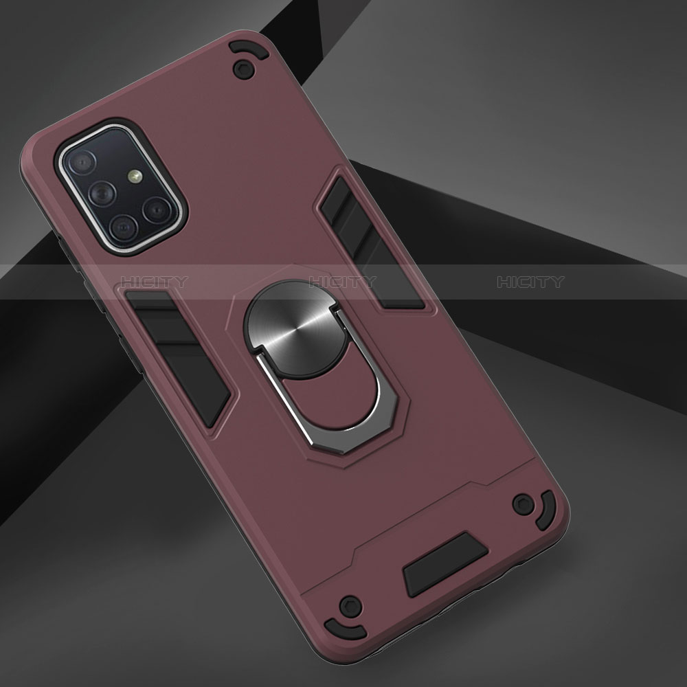 Custodia Silicone e Plastica Opaca Cover con Magnetico Anello Supporto S05 per Samsung Galaxy A71 5G