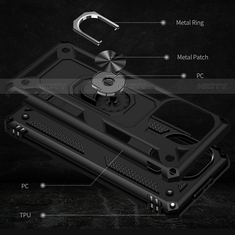 Custodia Silicone e Plastica Opaca Cover con Magnetico Anello Supporto S05 per Xiaomi Mi 11 Pro 5G