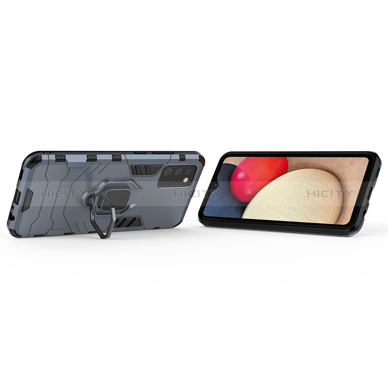 Custodia Silicone e Plastica Opaca Cover con Magnetico Anello Supporto S06 per Samsung Galaxy A02s