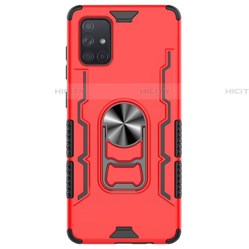 Custodia Silicone e Plastica Opaca Cover con Magnetico Anello Supporto S06 per Samsung Galaxy A71 5G