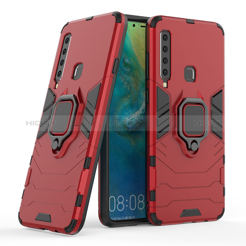Custodia Silicone e Plastica Opaca Cover con Magnetico Anello Supporto S06 per Samsung Galaxy A9 (2018) A920 Rosso