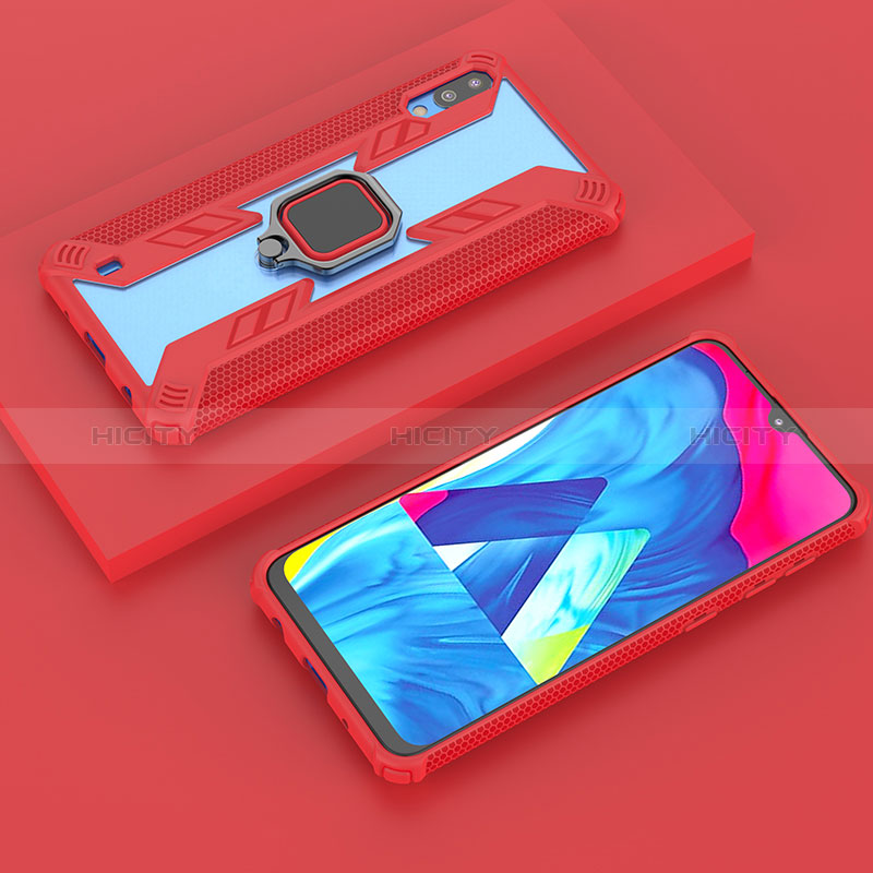 Custodia Silicone e Plastica Opaca Cover con Magnetico Anello Supporto S06 per Samsung Galaxy M10