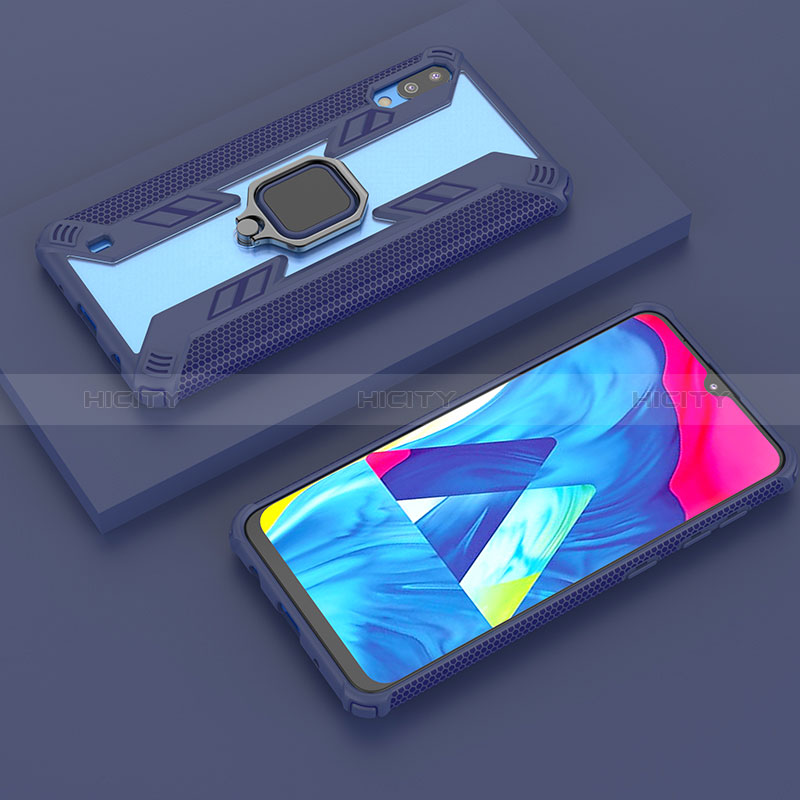 Custodia Silicone e Plastica Opaca Cover con Magnetico Anello Supporto S06 per Samsung Galaxy M10
