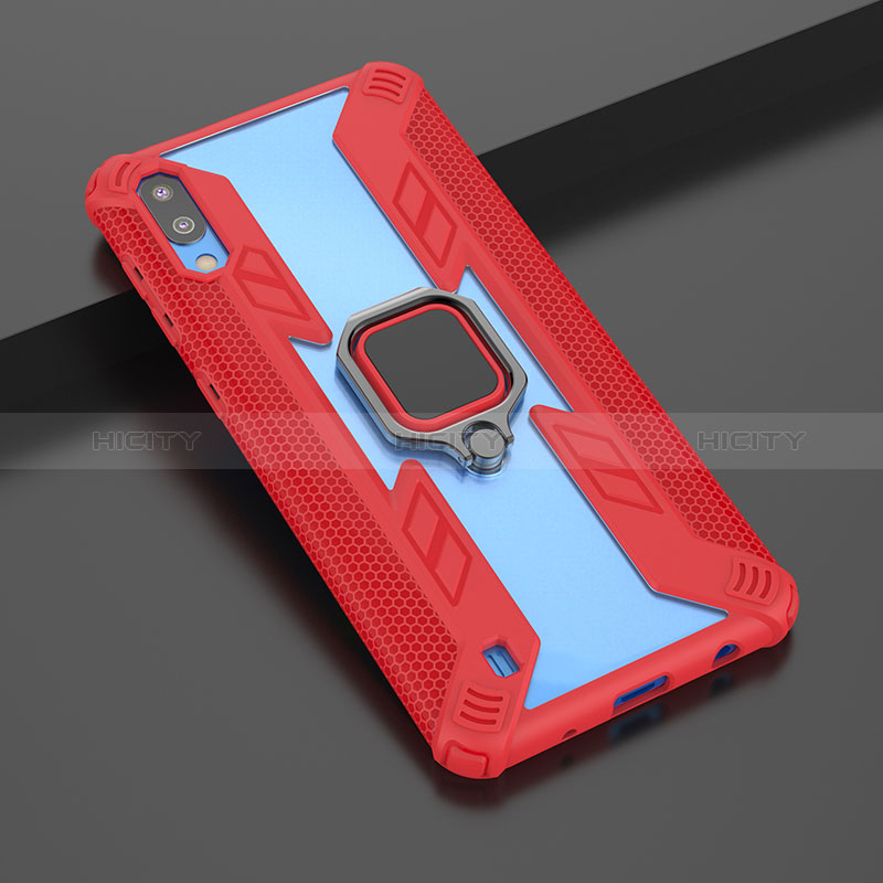 Custodia Silicone e Plastica Opaca Cover con Magnetico Anello Supporto S06 per Samsung Galaxy M10