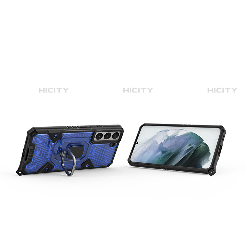Custodia Silicone e Plastica Opaca Cover con Magnetico Anello Supporto S06 per Samsung Galaxy S22 5G