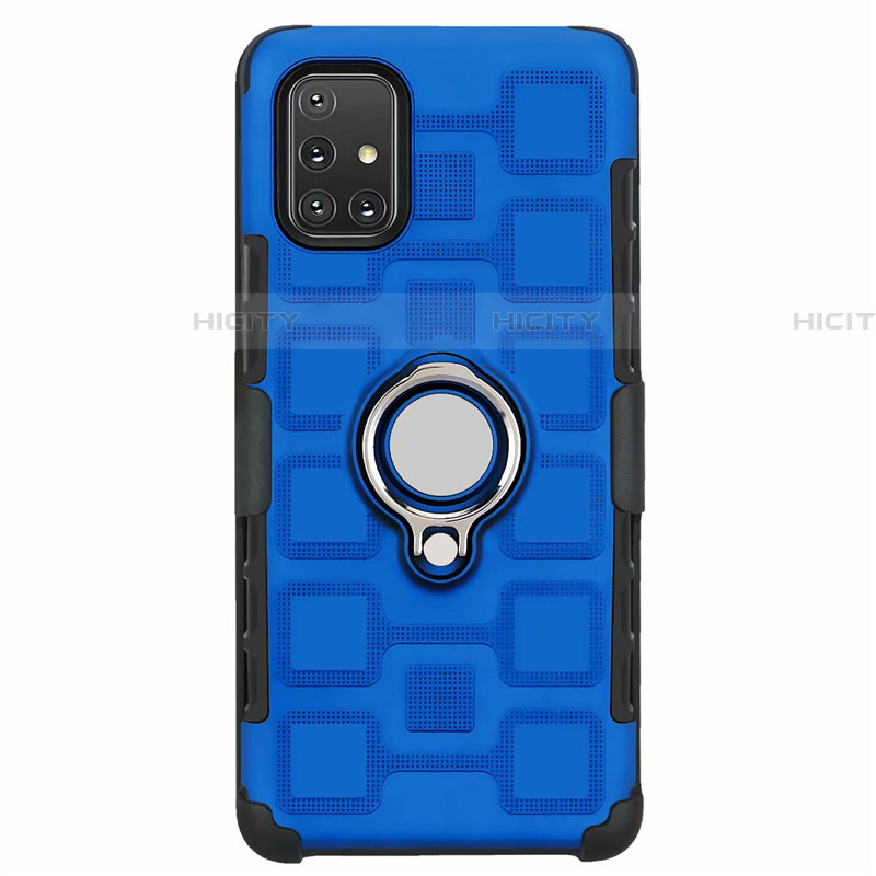 Custodia Silicone e Plastica Opaca Cover con Magnetico Anello Supporto S07 per Samsung Galaxy A71 5G