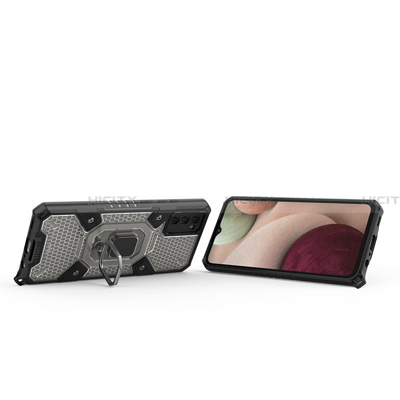 Custodia Silicone e Plastica Opaca Cover con Magnetico Anello Supporto S07 per Samsung Galaxy F02S SM-E025F