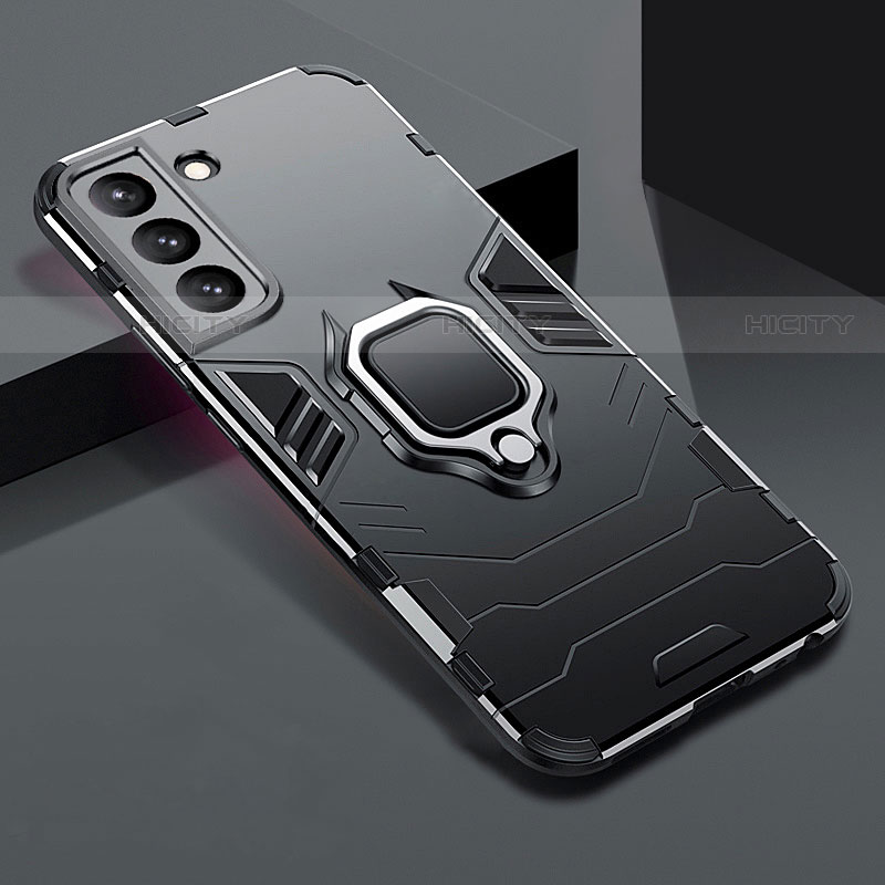 Custodia Silicone e Plastica Opaca Cover con Magnetico Anello Supporto S08 per Samsung Galaxy S21 Plus 5G