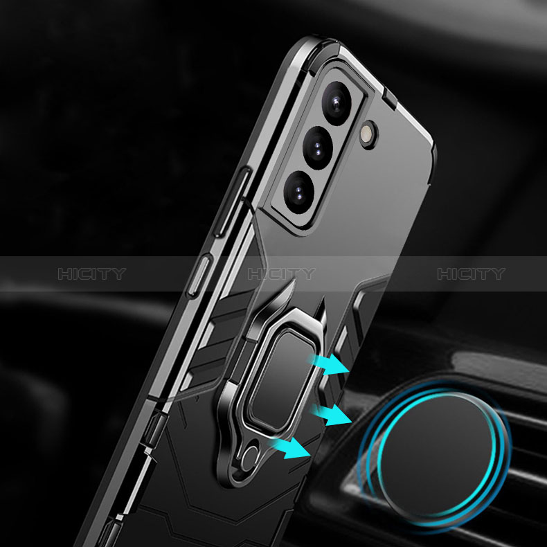 Custodia Silicone e Plastica Opaca Cover con Magnetico Anello Supporto S08 per Samsung Galaxy S24 5G