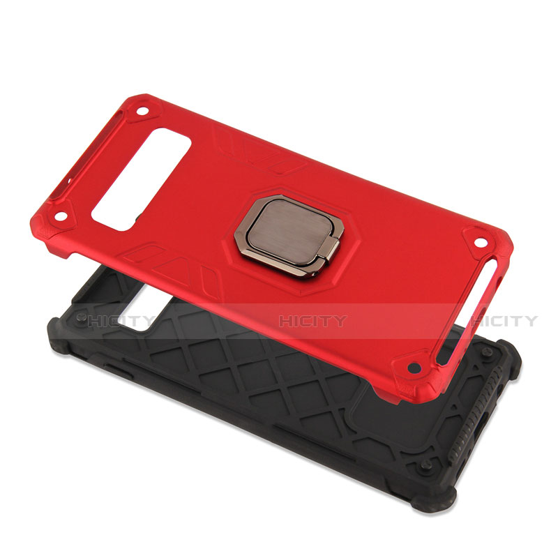 Custodia Silicone e Plastica Opaca Cover con Magnetico Anello Supporto T01 per Samsung Galaxy S10