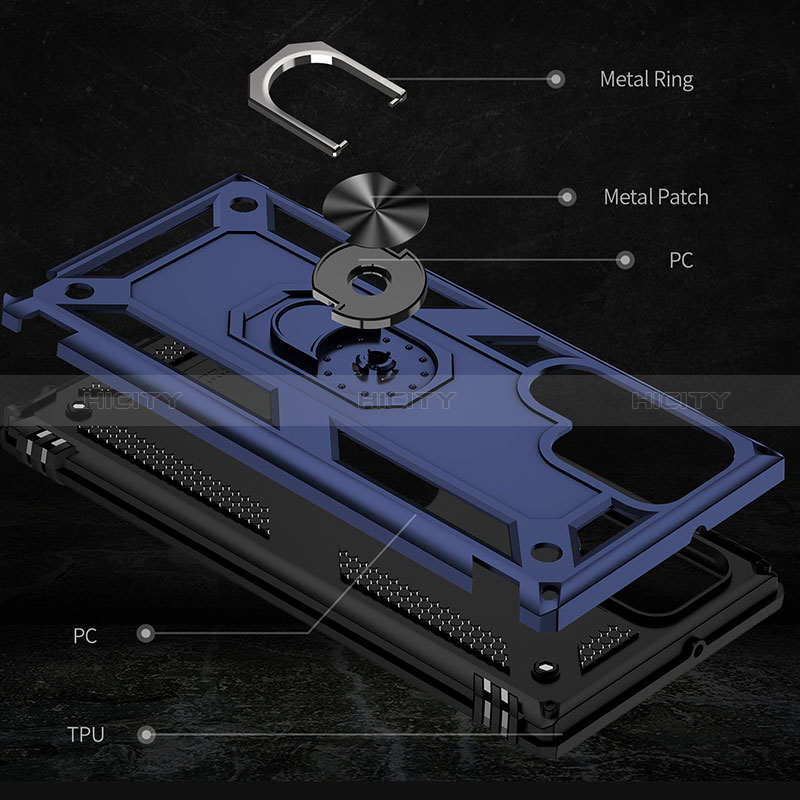 Custodia Silicone e Plastica Opaca Cover con Magnetico Anello Supporto T02 per Samsung Galaxy S24 Ultra 5G