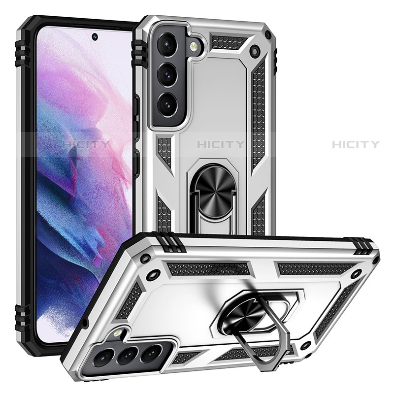 Custodia Silicone e Plastica Opaca Cover con Magnetico Anello Supporto T03 per Samsung Galaxy S23 5G