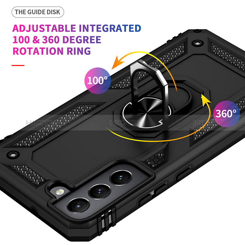 Custodia Silicone e Plastica Opaca Cover con Magnetico Anello Supporto T03 per Samsung Galaxy S24 5G