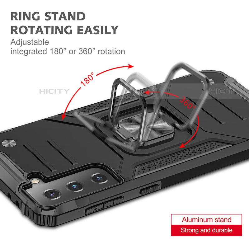 Custodia Silicone e Plastica Opaca Cover con Magnetico Anello Supporto T04 per Samsung Galaxy S22 Plus 5G