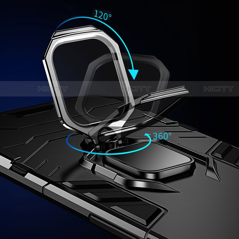 Custodia Silicone e Plastica Opaca Cover con Magnetico Anello Supporto T06 per Samsung Galaxy S21 5G