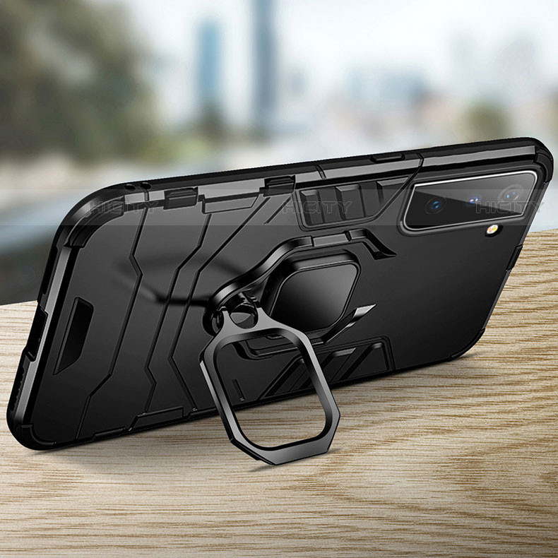 Custodia Silicone e Plastica Opaca Cover con Magnetico Anello Supporto T06 per Samsung Galaxy S22 Plus 5G