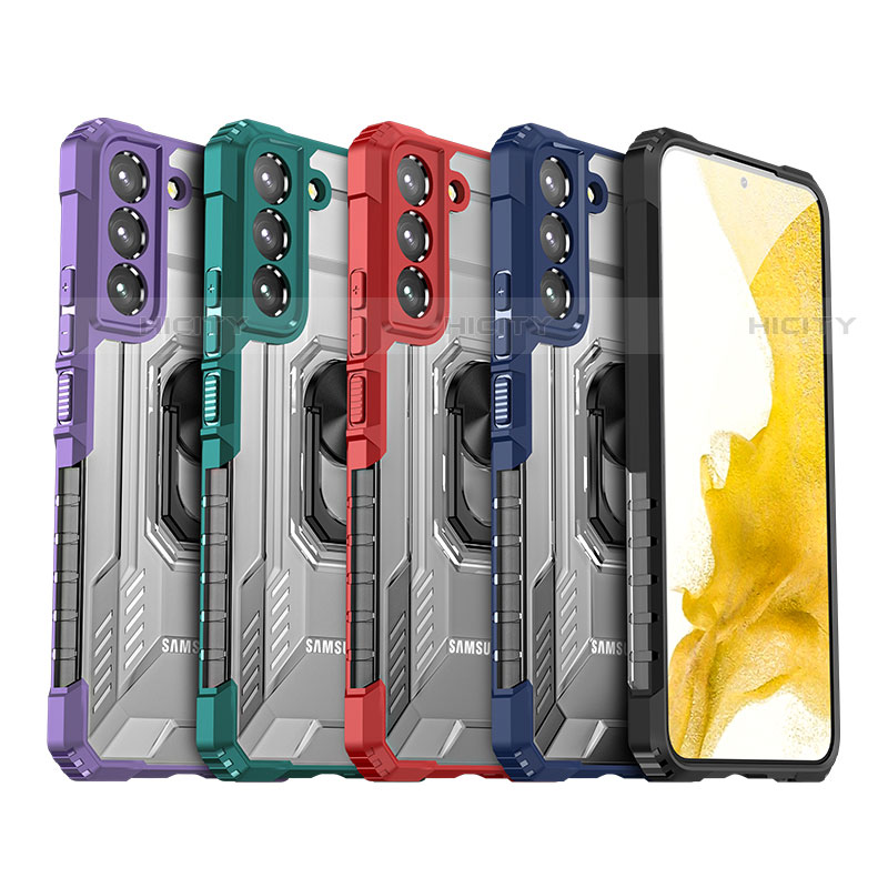 Custodia Silicone e Plastica Opaca Cover con Magnetico Anello Supporto T07 per Samsung Galaxy S21 Plus 5G