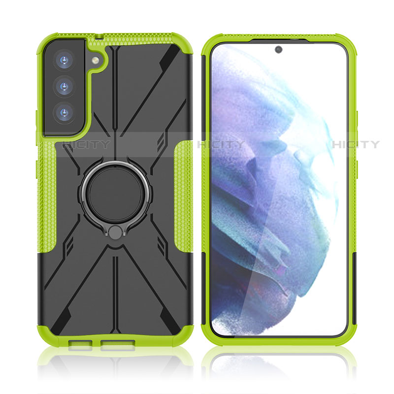 Custodia Silicone e Plastica Opaca Cover con Magnetico Anello Supporto T09 per Samsung Galaxy S22 5G