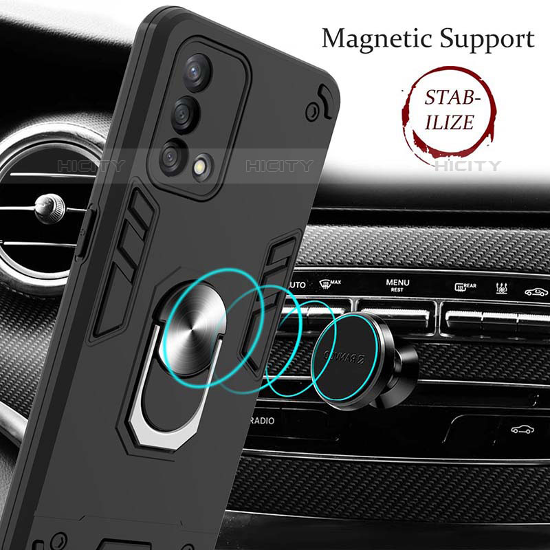 Custodia Silicone e Plastica Opaca Cover con Magnetico Anello Supporto Y01B per Oppo A74 4G