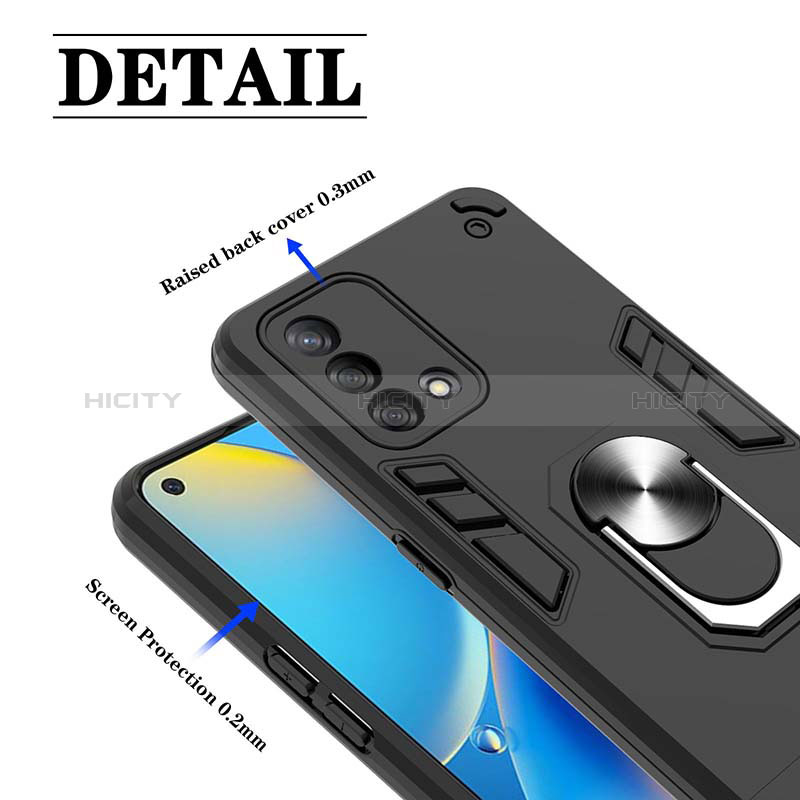 Custodia Silicone e Plastica Opaca Cover con Magnetico Anello Supporto Y01B per Oppo A95 4G