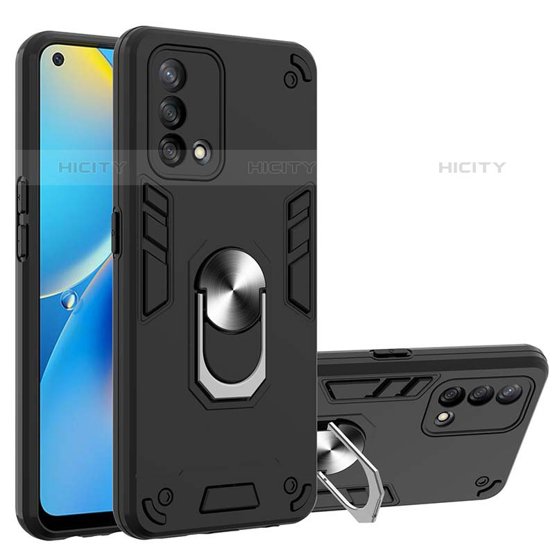 Custodia Silicone e Plastica Opaca Cover con Magnetico Anello Supporto Y01B per Oppo Reno6 Lite