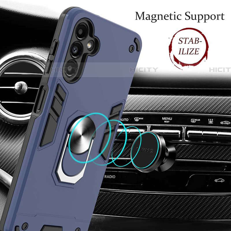 Custodia Silicone e Plastica Opaca Cover con Magnetico Anello Supporto Y01B per Samsung Galaxy A04s
