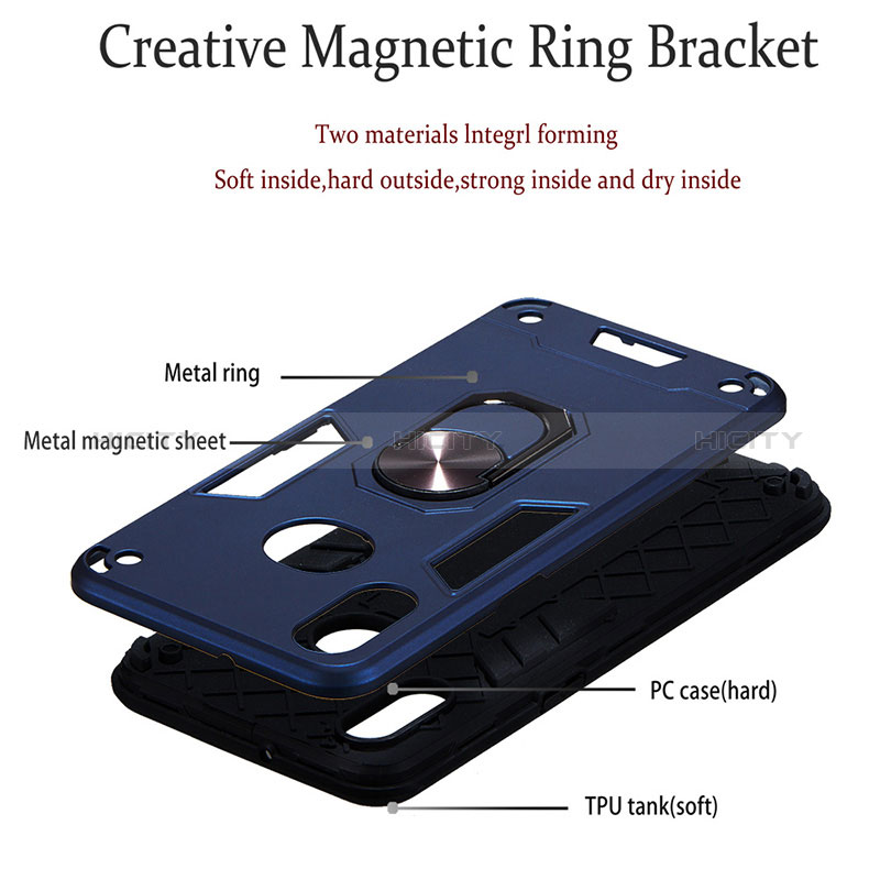 Custodia Silicone e Plastica Opaca Cover con Magnetico Anello Supporto Y01B per Samsung Galaxy A10s