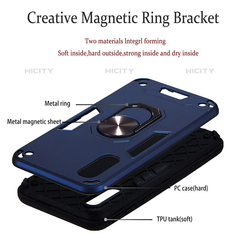 Custodia Silicone e Plastica Opaca Cover con Magnetico Anello Supporto Y01B per Samsung Galaxy A2 Core A260F A260G
