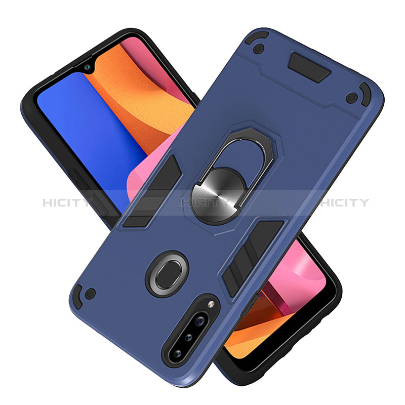 Custodia Silicone e Plastica Opaca Cover con Magnetico Anello Supporto Y01B per Samsung Galaxy A20s