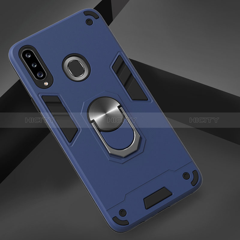 Custodia Silicone e Plastica Opaca Cover con Magnetico Anello Supporto Y01B per Samsung Galaxy A20s