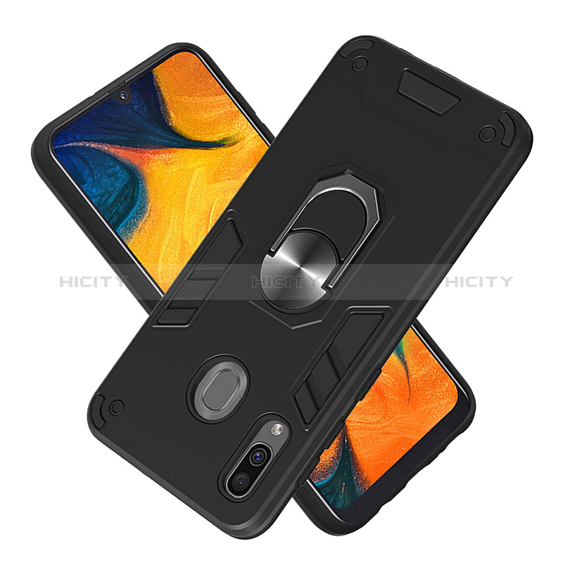 Custodia Silicone e Plastica Opaca Cover con Magnetico Anello Supporto Y01B per Samsung Galaxy A30