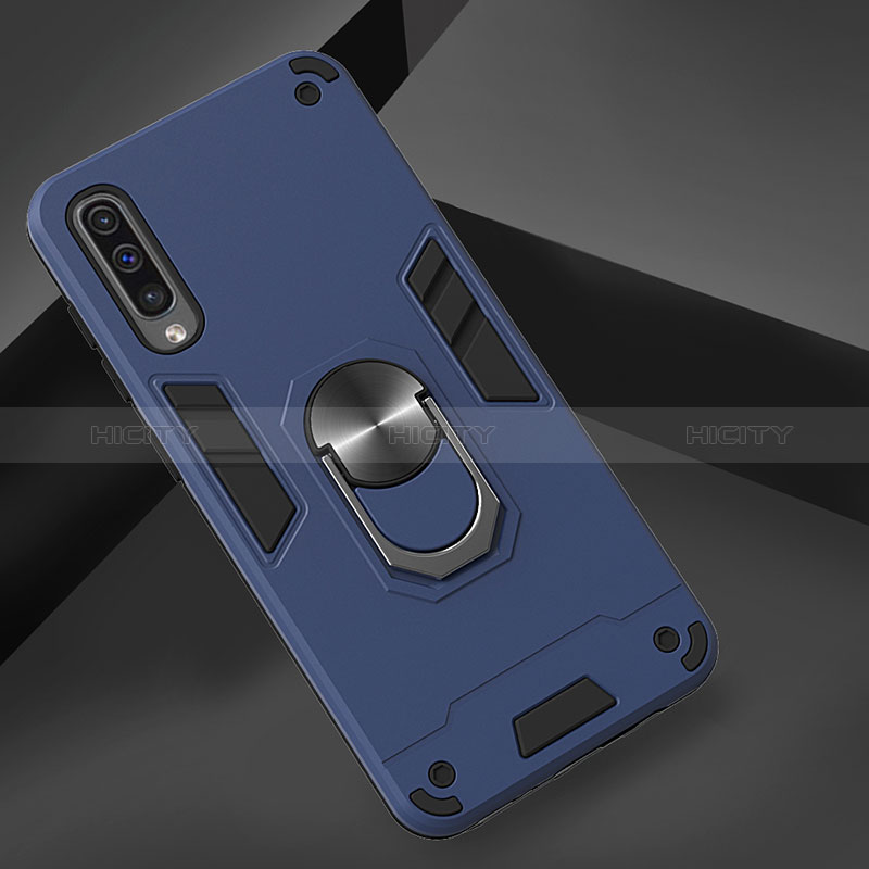 Custodia Silicone e Plastica Opaca Cover con Magnetico Anello Supporto Y01B per Samsung Galaxy A30S