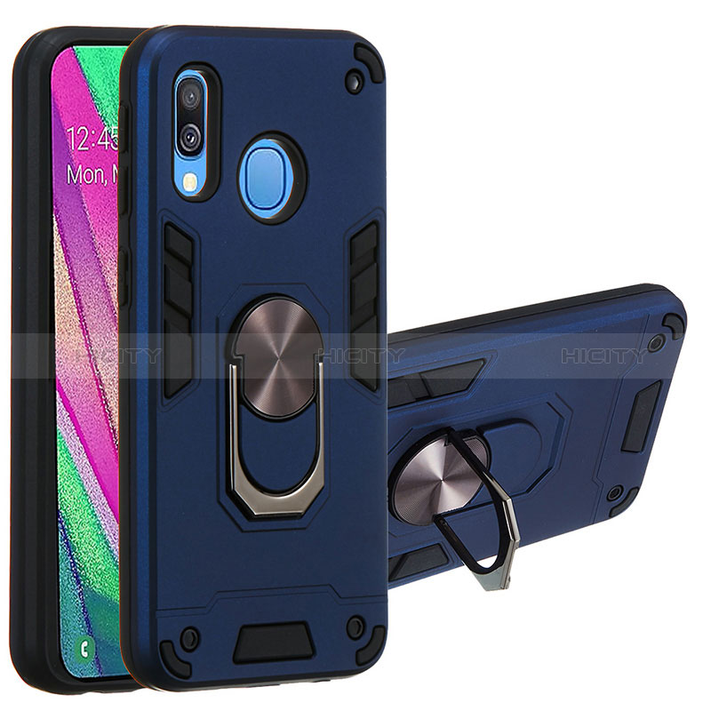 Custodia Silicone e Plastica Opaca Cover con Magnetico Anello Supporto Y01B per Samsung Galaxy A40