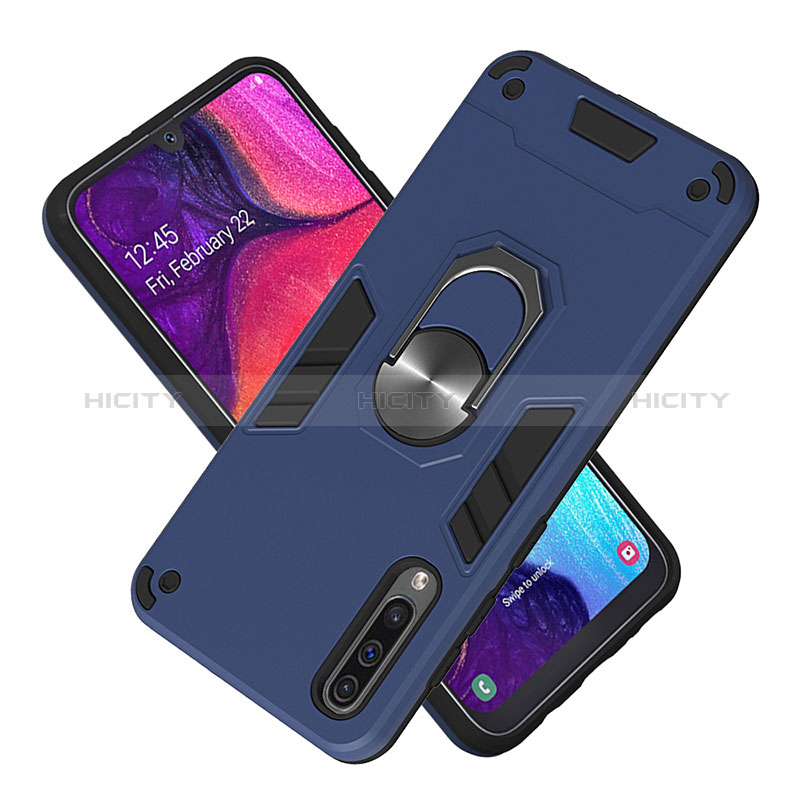 Custodia Silicone e Plastica Opaca Cover con Magnetico Anello Supporto Y01B per Samsung Galaxy A50