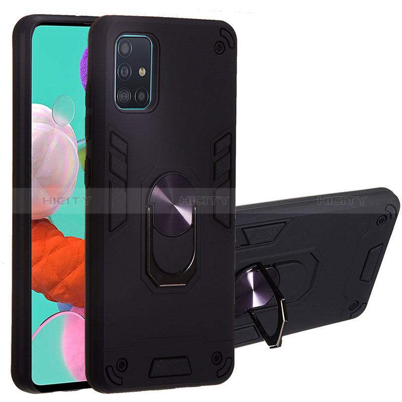 Custodia Silicone e Plastica Opaca Cover con Magnetico Anello Supporto Y01B per Samsung Galaxy A51 4G