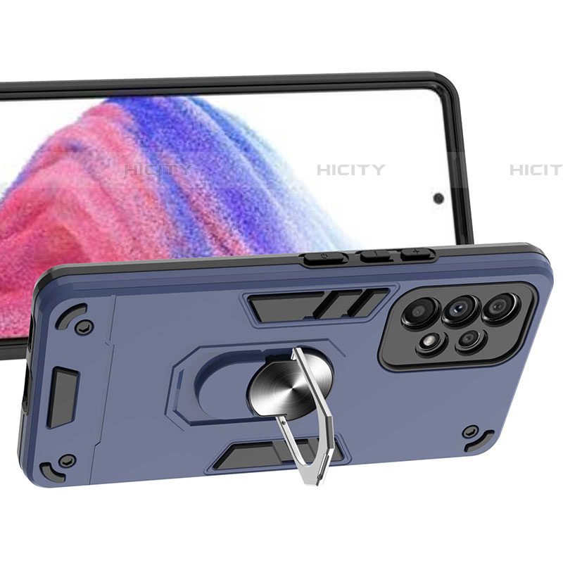 Custodia Silicone e Plastica Opaca Cover con Magnetico Anello Supporto Y01B per Samsung Galaxy A53 5G
