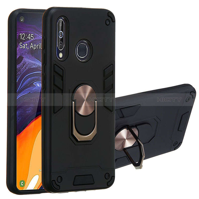 Custodia Silicone e Plastica Opaca Cover con Magnetico Anello Supporto Y01B per Samsung Galaxy A60