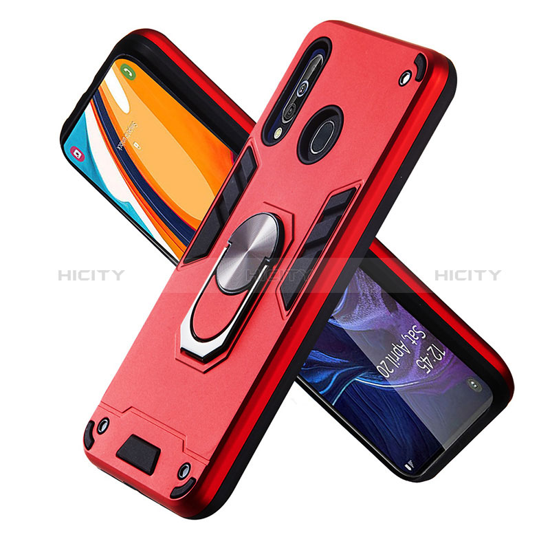 Custodia Silicone e Plastica Opaca Cover con Magnetico Anello Supporto Y01B per Samsung Galaxy A60